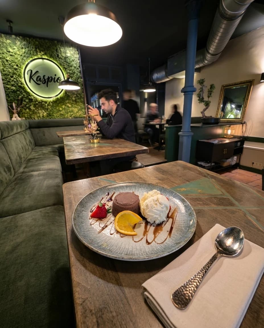 Warmer Lavakuchen — Restaurant Kaspio Stade